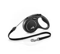 flexi Classic M | 5 m Retractable Cord Leash for Dogs up to 20 kg | Black | Retractable Dog Lead | Weight: 220 g | Dimensions: 10.8 x 17.6 cm