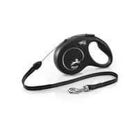 flexi® Classic Retractable Cord Lead for Dogs, Small, Black, Plastic, 8 m, up to 12 kg