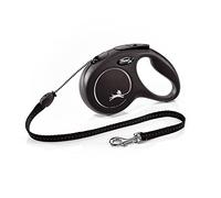 flexi® Classic Retractable Cord Lead for Dogs up to 20 kg, Medium, Black, Plastic, 5 m, 10.8 x 17.6 cm
