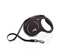 flexi Classic M Tape 5 m black, retractable leash for dogs up to 25 kg
