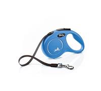 flexi® Classic S | 5 m retractable tape leash for small dogs up to 15 kg | Blue | retractable dog lead | Weight: 200 g | Dimensions: 10 x 16.5 cm