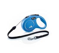 flexi® Classic S | 8 m retractable cord lead for small dogs up to 12 kg | Blue | extendable dog lead | Weight: 230 g | Dimensions: 10.3 x 16.8 cm