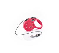flexi® Classic XS | 3 m retractable cord lead for small dogs up to 8 kg | Pocket size | 3-finger handle | Red | extendable lead | Weight: 100 g | Dimensions: 8.2 x 13 cm