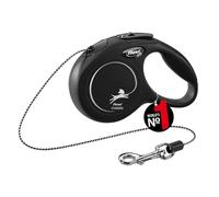 flexi® Classic XS | 3 m retractable cord leash for small dogs up to 8 kg | Pocket size | 3-finger handle | Black | Retractable dog lead | Weight: 100 g | Dimensions: 8.2 x 13 cm