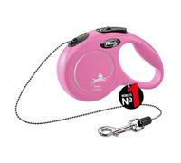 flexi Classic XS | 3 m Retractable Cord Leash for Small Dogs up to 8 kg | Pocket size | 3-Finger Handle | Pink | Retractable Dog Lead | Weight: 100 g | Dimensions: 8.2 x 13 cm