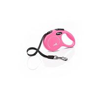 flexi® Classic XS | 3 m retractable tape lead for small dogs up to 12 kg | Pocket size | 3-finger handle | Pink | extendable lead | Weight: 110 g | Dimensions: 8.2 x 13 cm