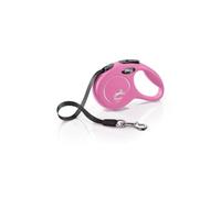 flexi® Classic XS | 3 m retractable tape lead for small dogs up to 12 kg | Pocket size | 3-finger handle | Pink | extendable lead | Weight: 110 g | Dimensions: 8.2 x 13 cm