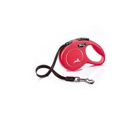 flexi® Classic XS | 3 m retractable tape leash for small dogs up to 12 kg | Pocket size | 3-finger handle | Red | Retractable dog lead | Weight: 110 g | Dimensions: 8.2 x 13 cm
