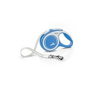 flexi® Comfort XS | 3 m retractable tape leash for small dogs up to 12 kg | Pocket size | 3-finger handle | Blue | Retractable dog lead | Weight: 130 g | Dimensions: 8.2 x 13 cm