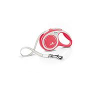 flexi Comfort XS Tape 3 m red, retractable leash for small dogs up to 12 kg. Only 126 gr. lightweight pocket-size leash 8,2 x 13 cm, handle size for 3 fingers.