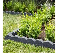 Flexi Curve Scalloped Garden Edging Rubber Landscape Scallop Lawn Border Edging Section 120cm (4ft), Grey, Pack of 4