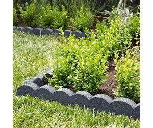 Flexi Curve Scalloped Garden Edging Rubber Landscape Scallop Lawn Border Edging Section 120cm (4ft), Grey, Pack of 4