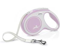 Flexi Dog Lead. Comfort Pink Rose & White. Tape. Extendable, Retractable S/M, 5m