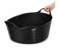 Flexi-Fill 15L Black Flexible Trug - Heavy Duty Horse Feed & Water Tub for Stable, Yard & Garden Use - Durable Flexible Plastic Feed Tub for Horses, Soaking Feeds & Multi-Purpose Yard Tasks