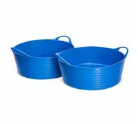 Flexi-Fill 15L Blue Flexible Trug - 2 Pack Heavy Duty Horse Feed & Water Tub for Stable, Yard & Garden Use - Durable Flexible Plastic Feed Tub for Horses, Soaking Feeds & Multi-Purpose Yard Tasks
