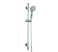 Croydex Flexi-Fix Chrome Shower Set with 3-Function Handset, Adjustable 800mm Rail & No-Drill Brackets, Reinforced 1500mm Shower Hose, Universal Holder, up to 50% Water Saving, Easy Clean Nozzles