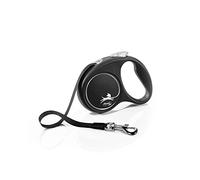 Flexi - FU12T5-251 -s Si - Leave for dog - Boarding leash - Cat leash - Black Design S Tape 5m, Black/Silver