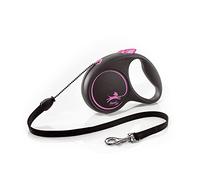 FLEXI - FU22C5-251 -S CP - Dog leash - Board leash - Cat leash - with a comfortable braking system - Black lace belt design - 5 m