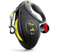 flexi Giant S/M Tape 8 m black/neon yellow, retractable leash for dogs up to 25