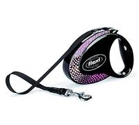 flexi Glam Composition Retractable Tape Lead with Swarovski Crystals, 25 Kg/ 5 m, Medium, Black