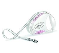 flexi Glam Composition Retractable Tape Lead with Swarovski Crystals | Medium | 5m for Dogs up to 25kg | White