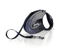 Flexi Glam Splash Mystic Tape Onyx-Black - 5m Retractable Dog Lead with Swarovski Crystals - Medium (Up to 25kg)