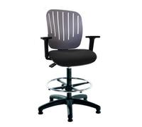 Flexi Grey Draughtsman Chair With Black Upholstered Seat