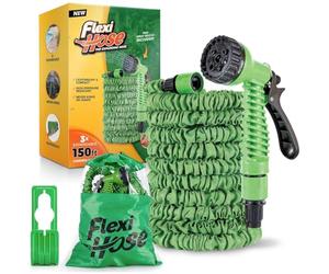 Flexi Hose 150FT Expandable Garden Hose, Retractable Water Hose, Green
