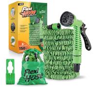 Flexi Hose Expandable Garden Hose - 150FT Heavy Duty Water Hose, Retractable Hose with 3/4-Inch Fittings - Expandable Hose Design & Spray Nozzle Included - Green, 45 Metres