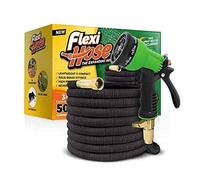 Flexi Hose Upgraded Expandable Garden Hose, Extra Strength, 3/4" Solid Brass Fittings - The Ultimate No-Kink Flexible Water Hose, 8 Function Spray I