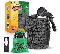 Flexi Hose Expandable Garden Hose - 75FT Heavy Duty Water Hose, Retractable Hose with 3/4-Inch - Expandable Design & Spray Nozzle Included - Black, 23 Metres