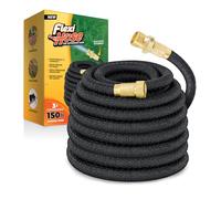 Flexi Hose Lightweight Expandable Garden Hose, No-Kink Flexibility, 3/4 Inch Solid Brass Fittings and Double Latex Core (150 FT, Black)