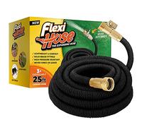 Flexi Hose Lightweight Expandable Garden Hose, No-Kink Flexibility, 3/4 Inch Solid Brass Fittings and Double Latex Core (25ft, Black)