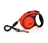 Flexi, leaves model Xtreme, resists intensive loads exerted on the strap, strap extremely resistant to bites, adjustable flexible handle, made in Germany, orange, xs - 3m