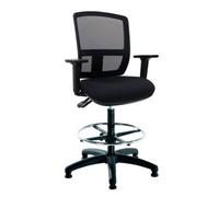 Flexi-Mesh Black Draughtsman Chair With Black Upholstered Seat