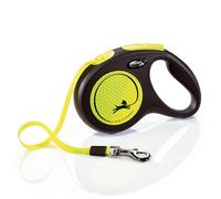 flexi Neon M | 5 m Retractable Tape Leash for Dogs up to 25 kg | Black/Neon Yellow | Retractable Dog Lead | Weight: 280 g | Dimensions: 11.6 x 18.8 cm