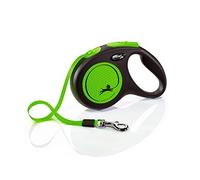 flexi Neon M | 5 m Retractable Tape Leash for Dogs up to 25 kg | Black/Neon Green | Retractable Dog Lead | Weight: 280 g | Dimensions: 11.6 x 18.8 cm