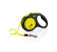 flexi Neon M | 5 m Retractable Tape Leash for Dogs up to 25 kg | Black/Neon Yellow | Retractable Dog Lead | Weight: 280 g | Dimensions: 11.6 x 18.8 cm