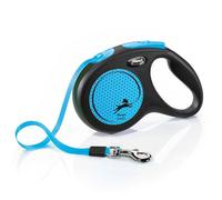 flexi Neon M Tape 5 m black/neon-blue, retractable leash for dogs up to 25 kg