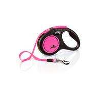 flexi Neon S | 5 m Retractable Tape Leash for Dogs up to 15 kg | Black/Neon pink | Retractable Dog Lead | Weight: 210 g | Dimensions: 10 x 16.5 cm