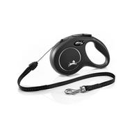 flexi Classic S | 8 m Retractable Cord Leash for Dogs up to 12 kg | Black | Retractable Dog Lead | Weight: 230 g | Dimensions: 10.3 x 16.8 cm