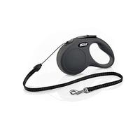 FLEXI New Classic Retractable Dog Leash (Cord), 16 ft, Small, Black