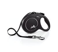 Flexi New Classic Retractable Dog Leash, Tape, Black, Large/16’, For Dogs up to 110 lbs