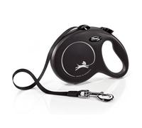 FLEXI New Classic S Tape Automatic Leash for Dogs Over 12 kg Belt 5 m Black