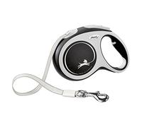 FLEXI New Comfort Retractable Dog Lead (Strap), Ergonomic, Strong and Tangle-Free, for Dogs up to 60 kg, 5 m, Large, Black/Grey