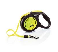 FLEXI New Neon M Tape Automatic Leash for Dogs Under 25 kg Belt 5 m Yellow