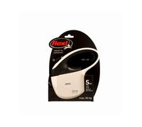 FLEXI One for All S white - black - automatic dog leash for dogs up to 30kg - 5m