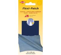 Flexi-Patch Blue Denim Iron-on Elastic Trouser Repair Patch, Large Stretchy Mending Material for Jeans and Workwear, 15cm x 20cm, 1 Piece