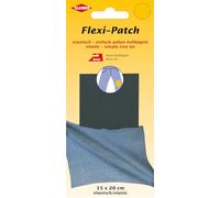 Flexi-Patch Grey Denim Iron-on Elastic Trouser Repair Patch, Large Stretchy Mending Material for Jeans and Workwear, 15cm x 20cm, 1 Piece