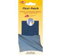 Flexi-Patch Middle Blue Denim Iron-on Elastic Trouser Repair Patch, Large Stretchy Mending Material for Jeans and Workwear, 15cm x 20cm, 1 Piece